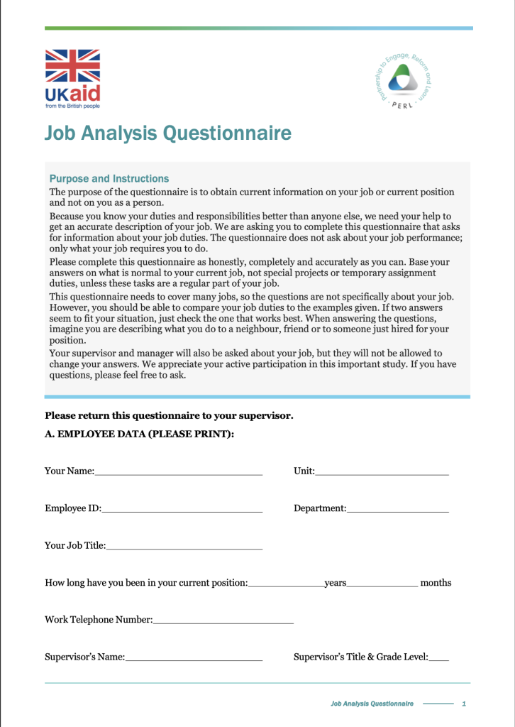 Job Analysis Questionnaire